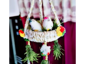 CHIRPING CHARM - HANGING BIRDS BASKET